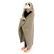 Cozy Noxxiez Noxxiez knuffelplaid 'Luiaard' met capuchon   130 x 100 cm