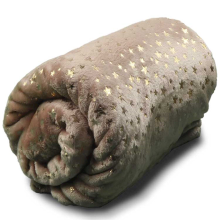 Unique Living fleece plaid 'Xmas Glitter Star' 130x160cm   Taupe