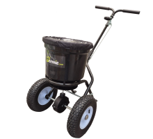 Professionele meststofstrooier Hermie 23 liter   inclusief scherm en regenhoes