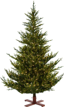 Our Nordic Christmas Sami Mountain Spruce Wood verlichte kunstkerstboom   183 cm   Donkergroen   Diameter 124 cm   3088 tips   500 ledlampjes (warm wit)   Houten voet