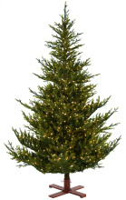 Our Nordic Christmas Sami Mountain Spruce Wood verlichte kunstkerstboom   228 cm   Donkergroen   Diameter 150 cm   5073 tips   750 ledlampjes (warm wit)   Houten voet