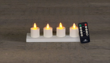 Anna's Collection   Oplaadbare led theelichtjes   wit   H6 x diameter 3,8 cm   set van 4 stuks   met afstandsbediening