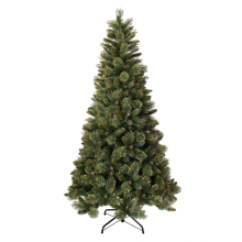 National Tree Company Shimmery Golden Bristle kunstkerstboom   228 cm   Groen met goud   Diameter 122 cm   1059 tips   Met glitters   Metalen voet