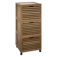 5Five Sicela Verrijdbare Kast   3 Lades   Bamboe   41x41x91 cm