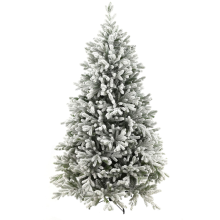 National Tree Company Snowy Hamilton Hinged kunstkerstboom   213 cm   Wit geflockt donkergroen   Diameter 140 cm   3929 tips   Besneeuwd/Frosted   Metalen voet