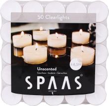 Spaas theelichtjes   Clearlights   50 stuks   4,5 branduren   wit