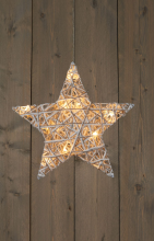 Anna's Collection   Verlichte jute ster met glitter   H40 cm   15 warm witte ledlampjes