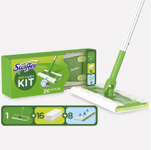Swiffer Floor Mop Starter Set +24 Doekjes – Vloerreiniger – Droog & nat gebruik – Huisdierhaarproof – 360° draaikop