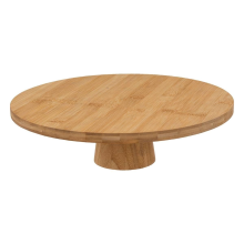 Secret de Gourmet 5Five Serveerschaal – Taart/Gebak – Rond diameter 28 cm x H8 cm – Bamboe Hout – Op Voet