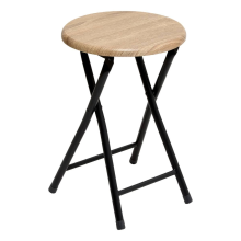 5Five Opvouwbaar Krukje Zwart Metaal & Hout   Max 90KG   Ø30xH46 cm