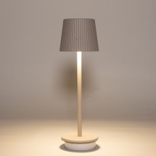 Anna's Collection LED Tafellamp 27x9 cm ribbel zand   Draadloos   Warm Wit Licht   Touch Bediening   Voor Binnen & Buiten