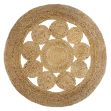 Atmosphera Esra Rond Jute Vloerkleed   Naturel met Patroon   Ø 80 cm