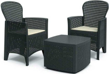 Pro Garden Pro Garden tuinset 'Florence' antraciet 5 delig: 2 stoelen + bijzet tafel + 2 stoelkussens