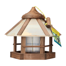 Bûten Gift   Hangend houten voederhuis Gazebo voor zaden/strooivoer   H29xdiameter 35 cm
