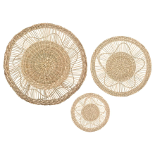 Atmosphera Wanddecoratie Riet   Set van 3   Beige Lin   Ø 18/28/38 cm