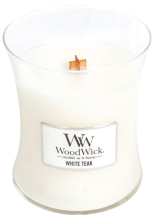 WoodWick geurkaars   Medium Hourglass   White Teak