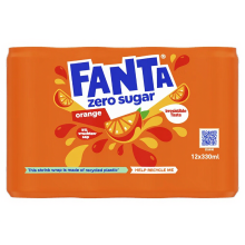 Fanta sinaasappel frisdrank zonder suiker   12 x 330 ml