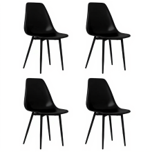 VidaXL Eetstoelen Set van 4   Zwart, PP materiaal, 46 x 52 x 84 cm