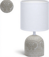 Aigostar tafellamp keramiek lamp met kap E14 fitting H 26 cm wit en grijs