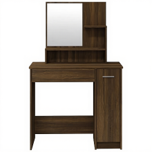VidaXL kaptafel met spiegel   bruine eiken, 86,5 x 35 x 136 cm