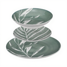 Secret de Gourmet Groene Harmonie Porseleinen Servieset   18 stuks, Groen