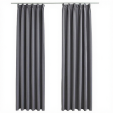 VidaXL Gordijnen verduisterend met haken 2 st 140x245 cm grijs