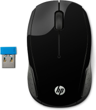Hewlett Packard HP 200 2.4 GHz USB draadloze muis met rode LED 1000 DPI optische sensor, zwart