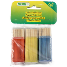 Cleany houten set met tandenstokers en cocktailprikkers, 3 x 150 stuks