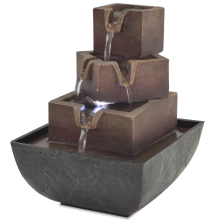VidaXL Binnenfontein met LED verlichting   Polyresin, grijs en bruin, 13,5 x 13,5 x 17,5 cm