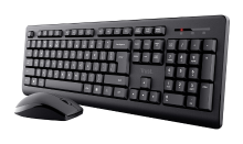 Trust Primo   Draadloos toetsenbord en muisset   Stille toetsen   Morsbestendig   QWERTY US   Zwart