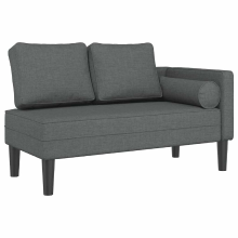 VidaXL Chaise longue met kussens stof donkergrijs