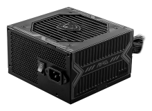 MSI MAG A650BN UK voeding, 650 W, 80 Plus Bronze gecertificeerd, 12 V enkele rail, DC naar DC circuit, 120 mm ventilator, niet modulair, omhulde kabels, ATX voeding, Britse stroomkabel, zwart