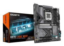 Gigabyte X870 EAGLE WIFI7 moederbord   Ondersteunt AMD Ryzen 9000 CPU's, 14+2+2 VRM fasen, Tot 8000 MHz DDR5 (OC), 1x PCIe 5.0 + 2X PCIe 4.0, Wi Fi 7, 2.5GbE netwerk, USB 4