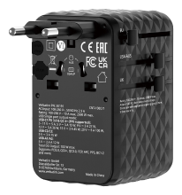 Verbatim Charge 'n' Travel 100 W universele reisadapter met intrekbare kabel zwart