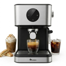IAGREEA espressomachine met 20 bar, espresso met melkopschuimer en stoom, koffiemaker met 50 oz watertank, cappuccino  en lattemachine voor thuis, roestvrij staal, mokverwarmer