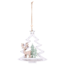 Feeric Lights & Christmas Feeric 3D Houten Spar Landschap Ornament   11 x 2,8 x 11 cm, Assortiment Kleuren