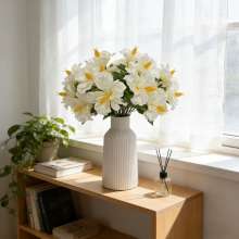 Yuejia 3 Stuks 17,8 in / 45 cm Kunstbloemen voor Buiten Kunstplanten Realistische Imitatie Hibiscus Tropische Bloem Zijdebloemen voor Buiten Plantenbak Veranda Terras Tuin Huisdecoratie (Wit)