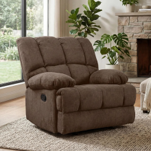 HONEYOU Oversized schommelende relaxfauteuil, Overvolle extra brede schommelende relaxfauteuils, Zachte grote handmatige relaxfauteuil, Extra grote woonkamerstoel tot 350 lbs, Bruin