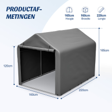 GIHAUVIA Fietstent, Buitentent voor 2–4 Fietsen, Winterbestendige Opberghok & Carport met UV Beschermend PE Dak, Fiets  & Motoropslaggarage, 160 × 220 × 166 cm, Donkergrijs