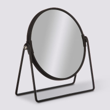 5Five Zwarte draaibare make up spiegel   17 cm, dubbelzijdig