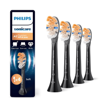 Philips Sonicare A3 Premium All in One, originele opzetborstels voor elektrische tandenborstels, zwart, 4 stuks, HX9094/88