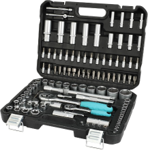 DURATECH 108 delige Dopsleutelset met Ratels & S2 Bits Quick Release Ratsel, Draagkoffer, Cr V Dopsleutels, S2 Bits, Universele Scharnieren, Verlengstangen