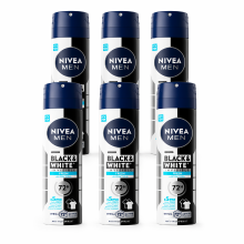 NIVEA MEN Invisible for Black & White Fresh anti transpirant spray   deo tegen witte en grote vlekken   72 uur bescherming   frisse geur – alcoholvrij   150 ml (6 pack)