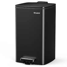 Lovewind keukenprullenbak met deksel, 8 gallon/30 L voetbediende prullenbak voor keuken slaapkamer thuis kantoor, 30 liter prullenbak geborsteld roestvrijstalen afvalbak met soft close deksel, zwart