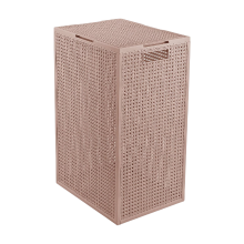 Curver Kaya wasmand met deksel   60 liter   38 x 29 x 58,5 cm   warm taupe   premium opbergoplossing, duurzaam kunststof, moderne huisorganisatie