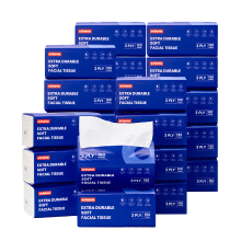 Ochama Extra Duurzame Zachte Gezichtstissues, 3 Laags, 3600 Vellen (150 Vellen×24 Pakken), FSC gecertificeerd, Dik Houtpulppapier, Familieverpakking