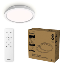 PHILIPS All In One Plafondlamp   2 Pack   Met Afstandsbediening   24 W   LED verlichting   Warm  tot Koelwit licht; 2700K tot 6500K   30 cm   Wit   Rond