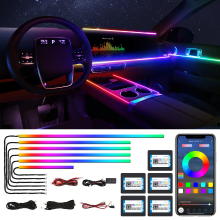 VGETTING Dreamcolor acryl ledstrip voor auto interieur met draadloze app, rgb 6 in 1 met 175 inch 600 leds glasvezel auto sfeerverlichtingssets, ledstrip met geluidsgestuurde functie voor auto accessoires