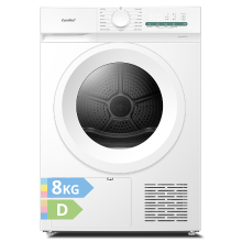 Comfee' CD08EHP05W HR warmtepompdroger, 8 kg, energieklasse D met warmtepomptechnologie, UV licht voor hygiënische zuiverheid, opfrissen, LED display, sneldrogend, wit
