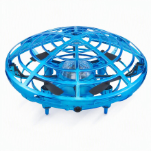 Dreamora 003 handgestuurde UFO vliegende bal, 1 stuk, blauw, automatische obstakelvermijding, volledige beschermende behuizing, LED licht, via USB oplaadbaar vliegspeelgoed voor kinderen vanaf 6 jaar, binnenspel
